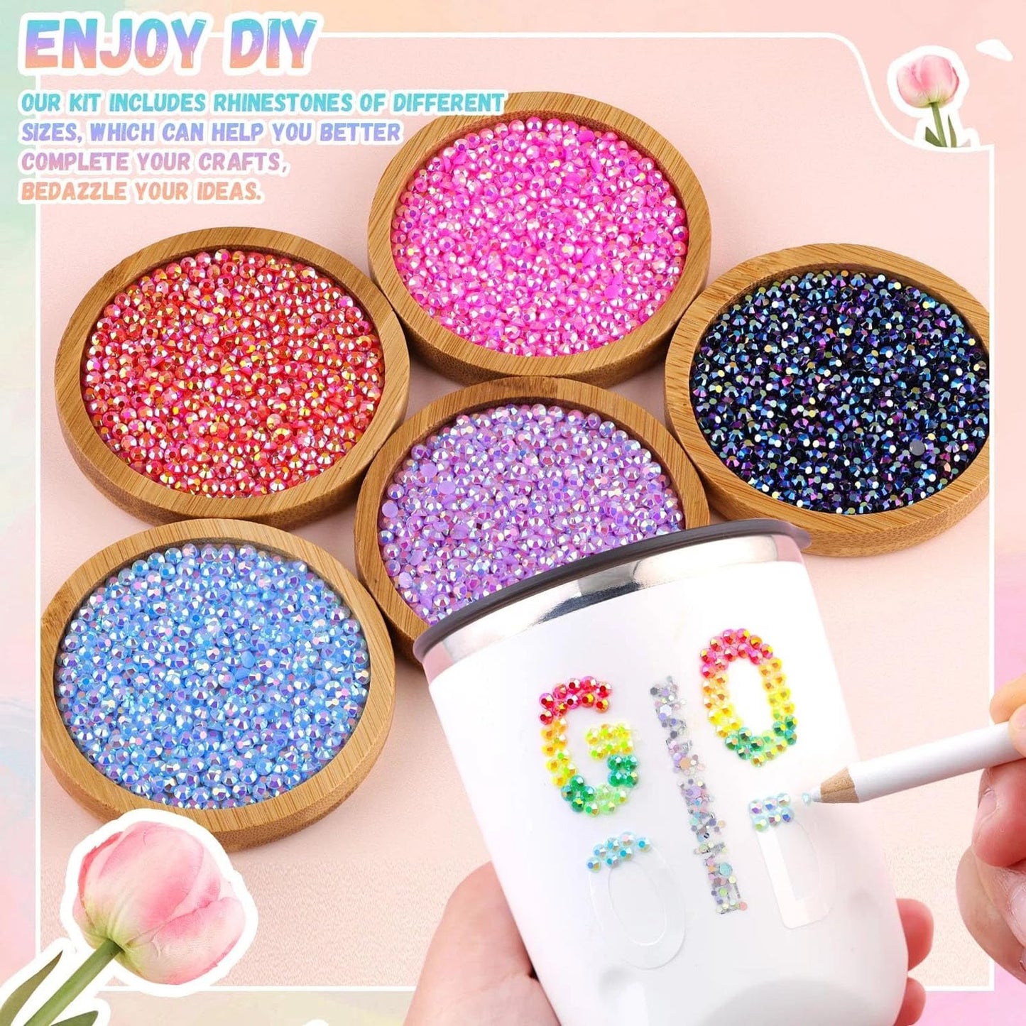 45000 Pcs 40 Colors Resin Jelly Rhinestones for Bedazzling Gems, Multicolor 3mm Flatback Badazzle Kit with 3 Pcs B7000 Jewelry Glue & Tools, All-in-One Bedazzling Kit DIY Arts & Crafts Gifts