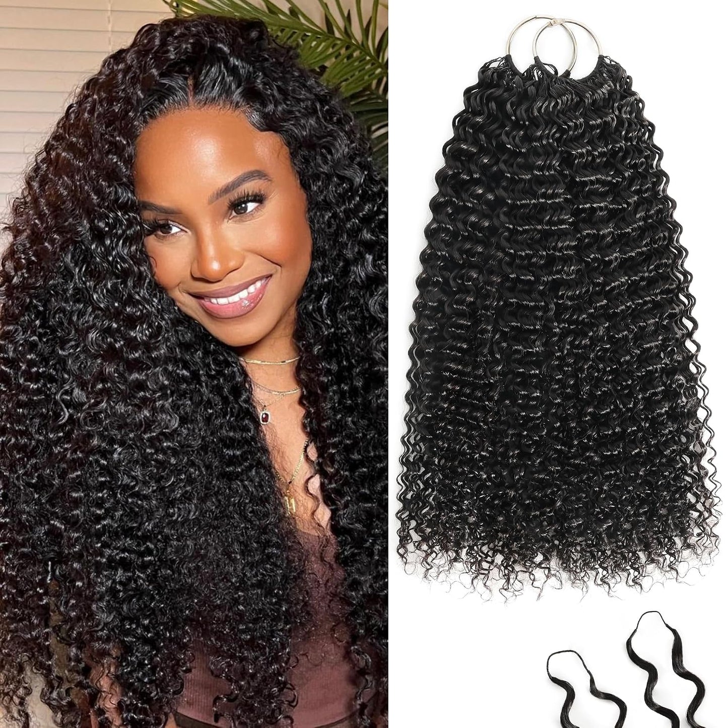 Feather Crochet Hair Extensions - 12 Inch 120g Invisible Miracle Knots for Black Women | Jerry Curly Pre-Separated Natural Black