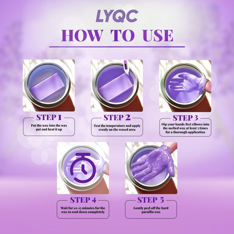 LYQC Paraffin Wax Refill, 10 packs of Paraffin Bath Wax for Hands and Feet for relief of stiff muscles and arthritic pain - deeply moisturises and protects the skin of the hands and feet (lavender)