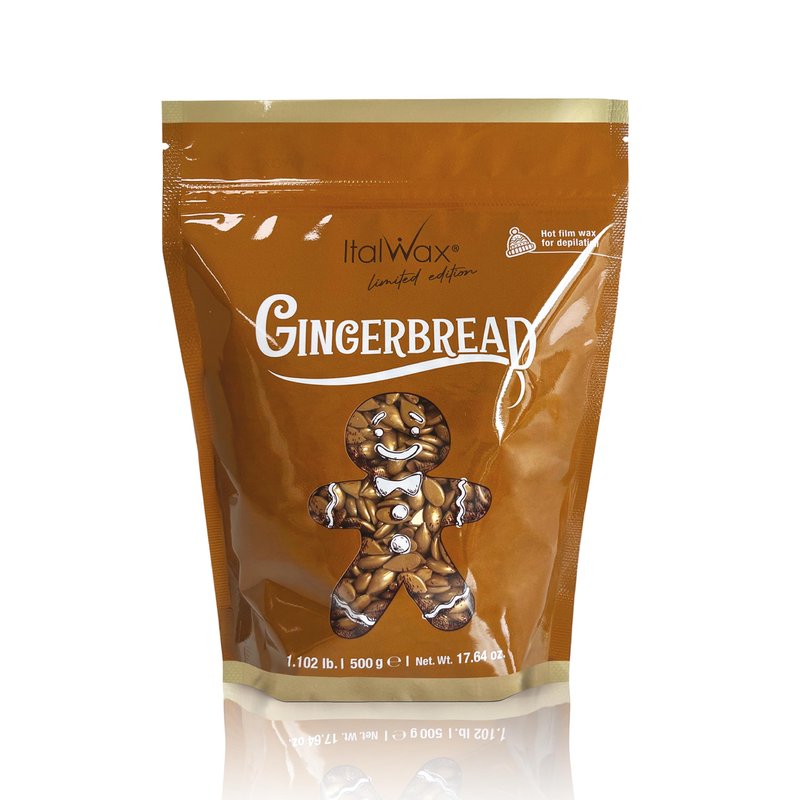 Italwax Gingerbread - 500g / 1.1 lb - Hard wax beads for hair removal - Biscuit Aroma - Synthetic formulation ideal for sensitive skins - Recommended for Bikini Area and Armpits
