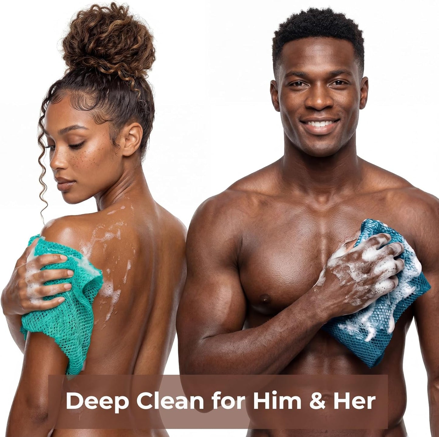 African Net Sponge - Exfoliating Body Scrubber 3-Pack | Quick-Drying Mesh for All Skin Types - Dark Blue, Blue, Turquoise