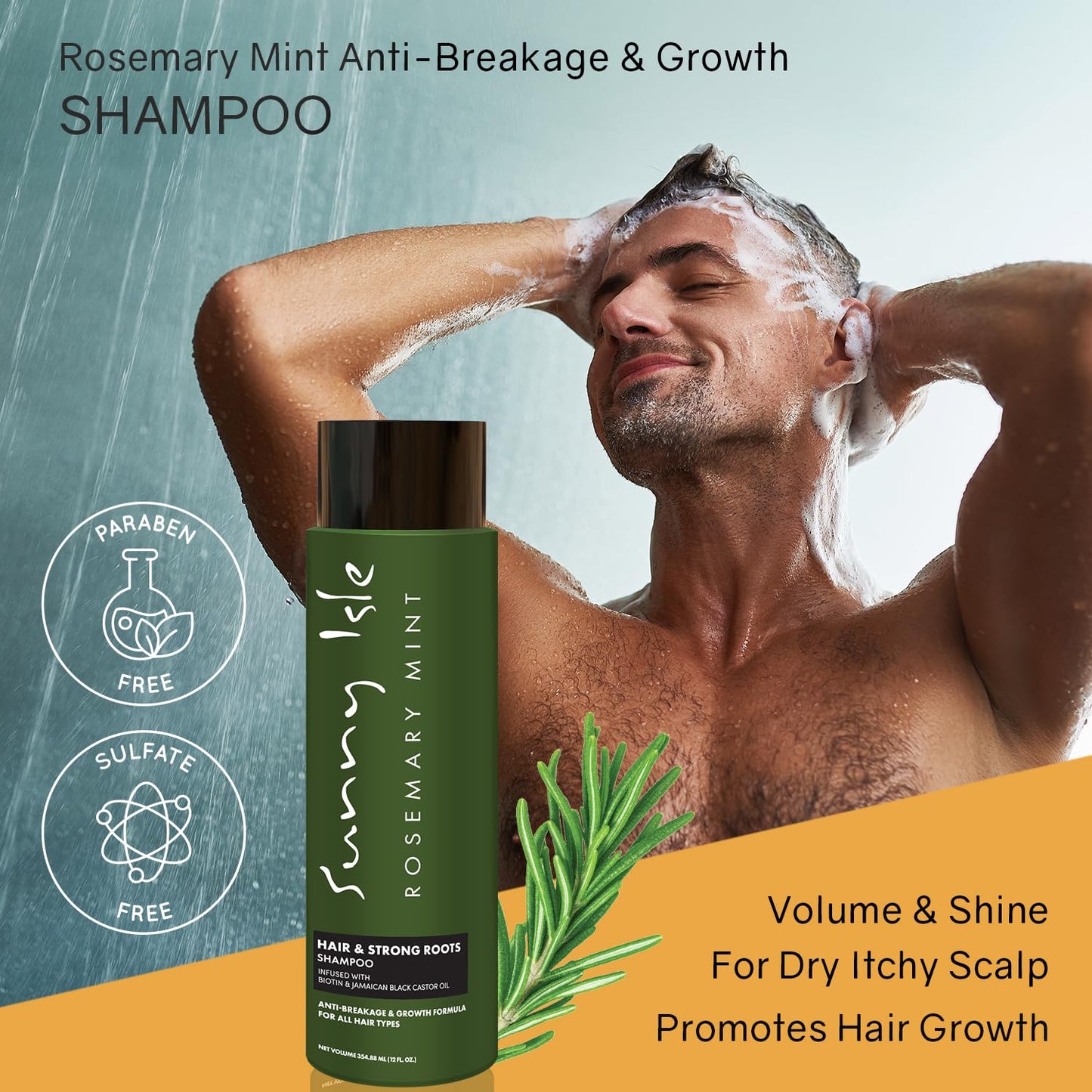 Rosemary Mint Shampoo & Conditioner Set - Anti-Breakage Growth Formula with Biotin & Jamaican Black Castor Oil | 2 x 12oz