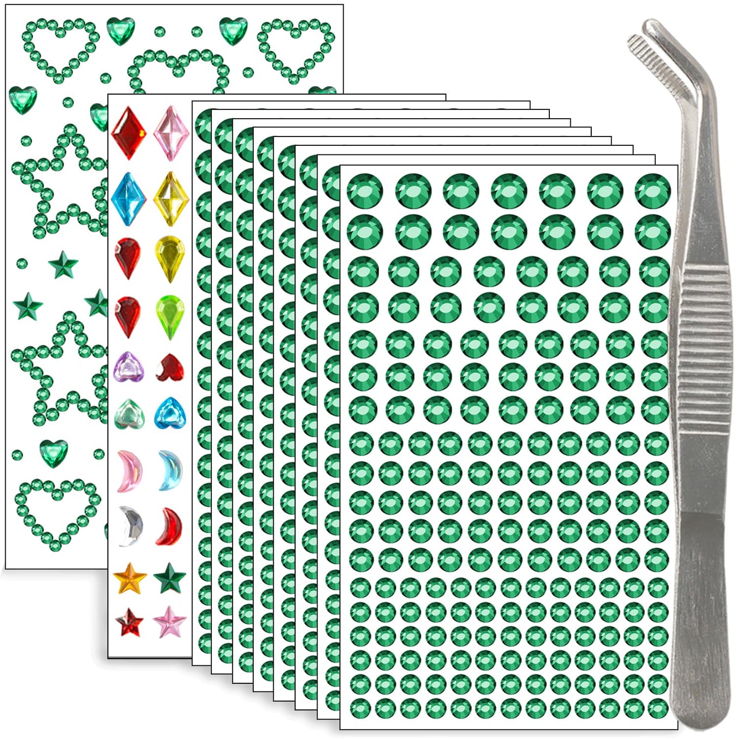 Hair Gems - 1760 Pcs Self-Adhesive Clear Rhinestones for Face, Body & Nail Art | Festival & Halloween Makeup