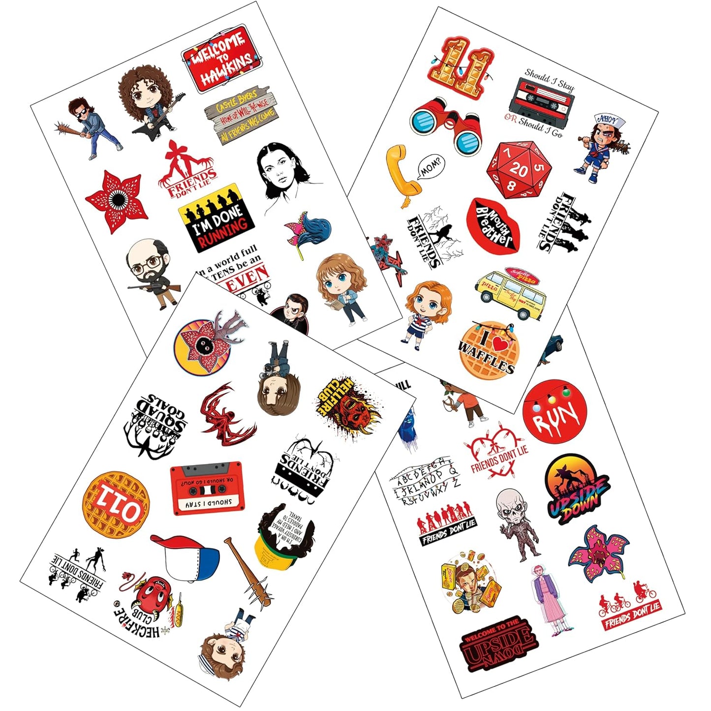 Stranger Birthday Party Decorations - 56 Pcs Cartoon Temporary Tattoos for Kids | Fun Party Supplies & Gifts