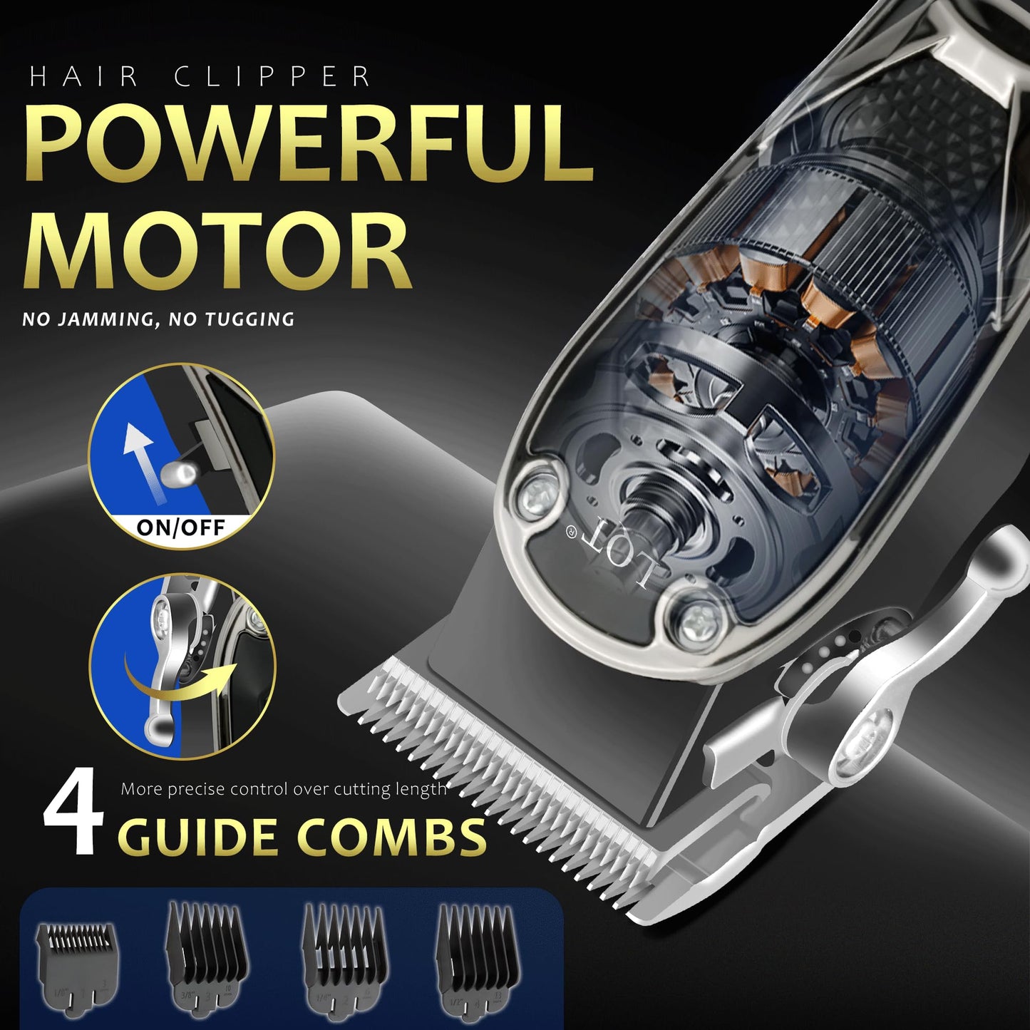 LQT Hair Clippers for Men 4-in-1 Cordless Clippers Set Beard and Mustache Trimmer for Men Electric Shaver Nose and Ear Hair Trimmer with Comb, Wrap, Bag, to Son Husband Father Men's Gifts