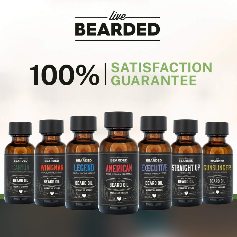 Live Bearded Beard Oil, 1 fl oz - Premium All-Natural Jojoba - Made in the USA - Hair and Skin Care for Men with Dry, Flaky Patches | Canyon Scent - Juniper, Cypress, Fir Needle