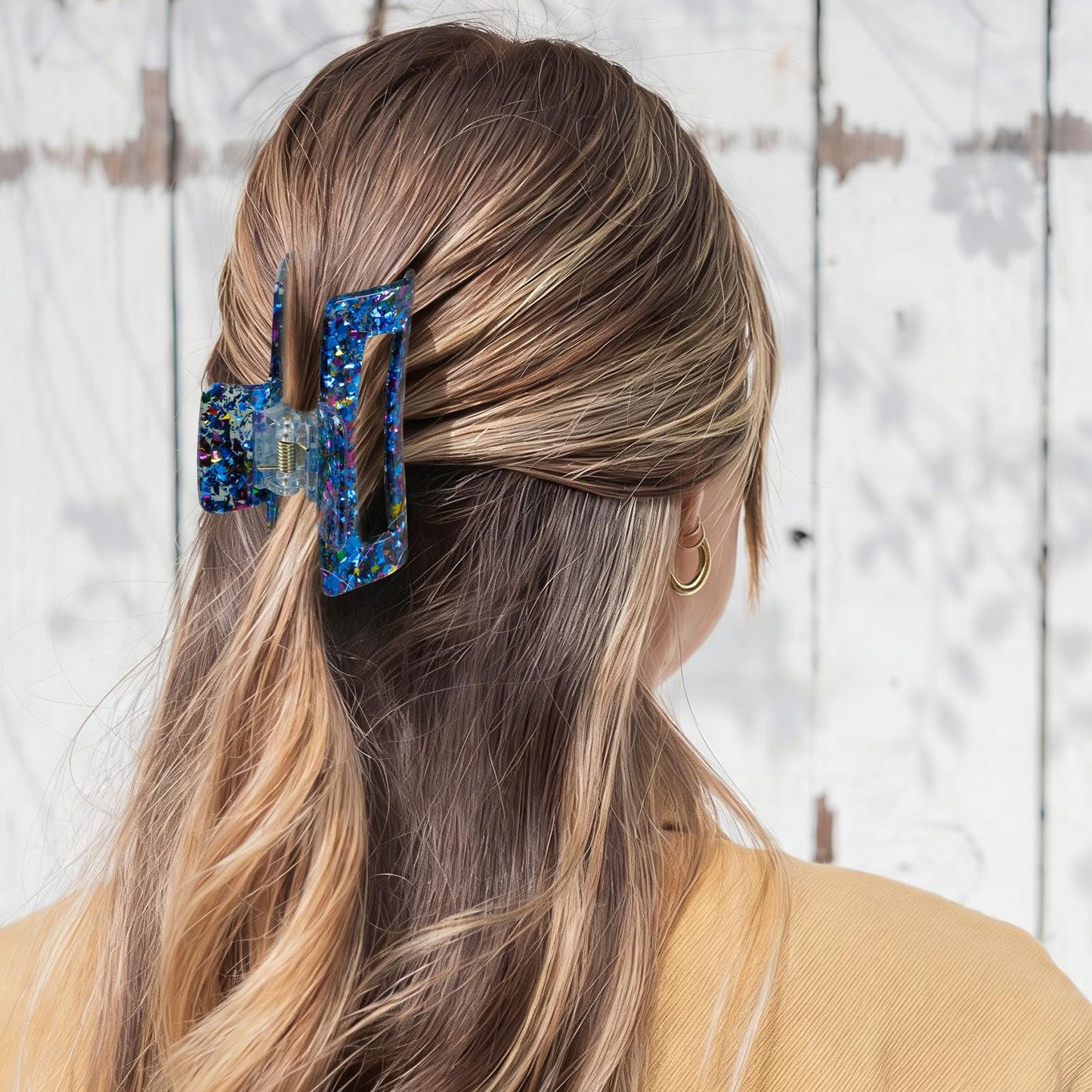 3PCS Glitter Hair Claw Clips for Women, Strong Hold Hair Clips for Thick Hair Non Slip Hair Barrette Jaw Clamps Tight Hair Clip for Women, 3.5 Inch