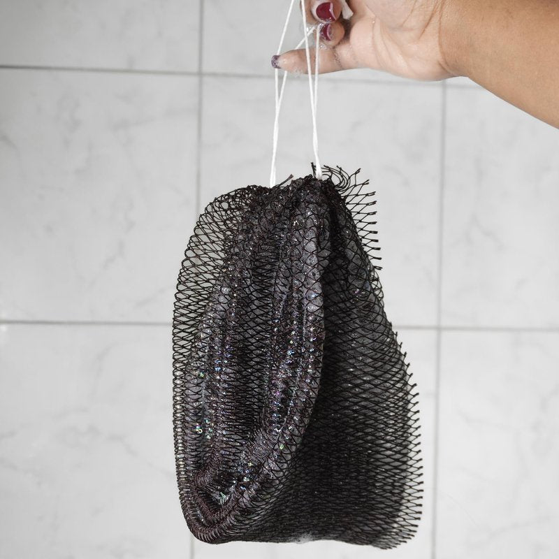 Rominetak African Net Sponge Authentic, 2 Pieces African Exfoliating Net Sponge with Knots, Quick-Drying Body Scrub Net, Bath Washcloth Loofah for Women and Men (Dark Green+Rose)