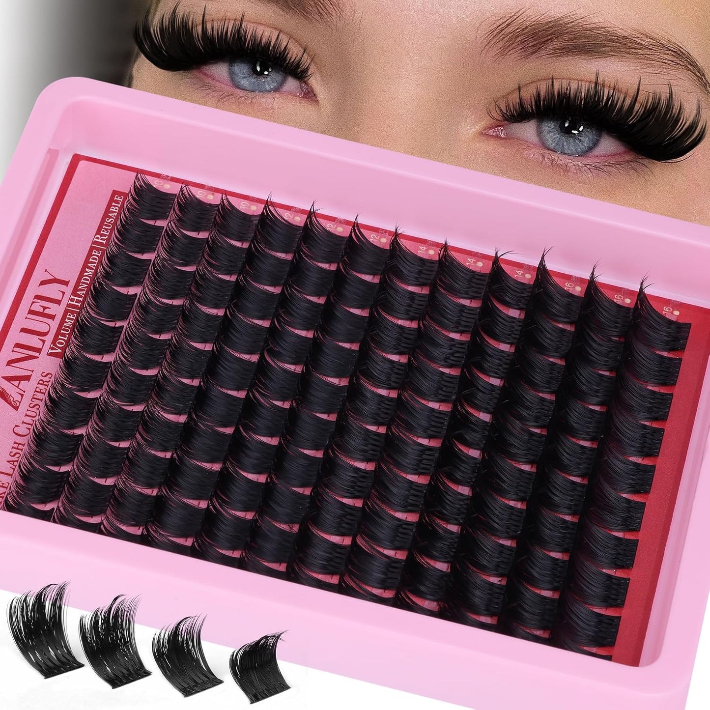 Natural Volume Eyelash Clusters - Wispy Faux Mink Extensions 10-16mm | CC Curly Individual Lashes