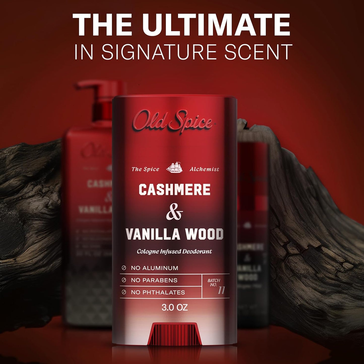 Old Spice Aluminum-Free Deodorant for Men | Cashmere & Vanilla Wood Scent, 3 oz - 24/7 Cologne Infused Formula