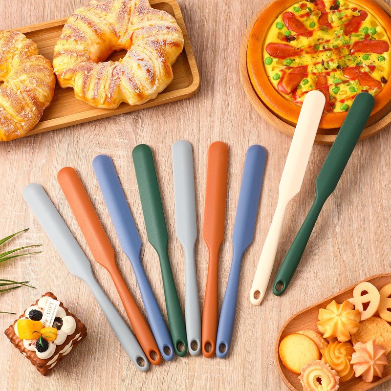 Honeydak 36 Pcs Mini Silicone Spatula Bulk 8.3 inch Small Rubber Spatula with Long Handle Heat Resistant Jar Cake Cream Butter Scraper Resin Craft Non Stick Kitchen Tools for Baking Cooking Mixing
