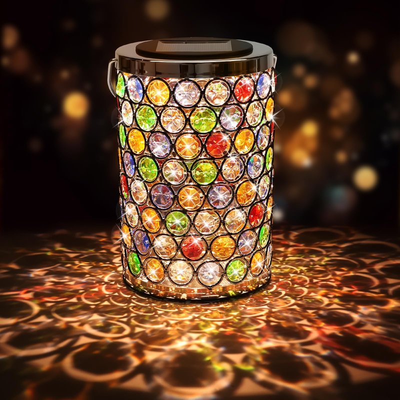 Gifts for Women, Solar Lanterns Outdoor – Mosaic Crystal & Hummingbird Hanging Solar, IP65 Waterproof Solar Powered Decor for Patio, Garden, Backyard, Pathway, Birthday Gifts