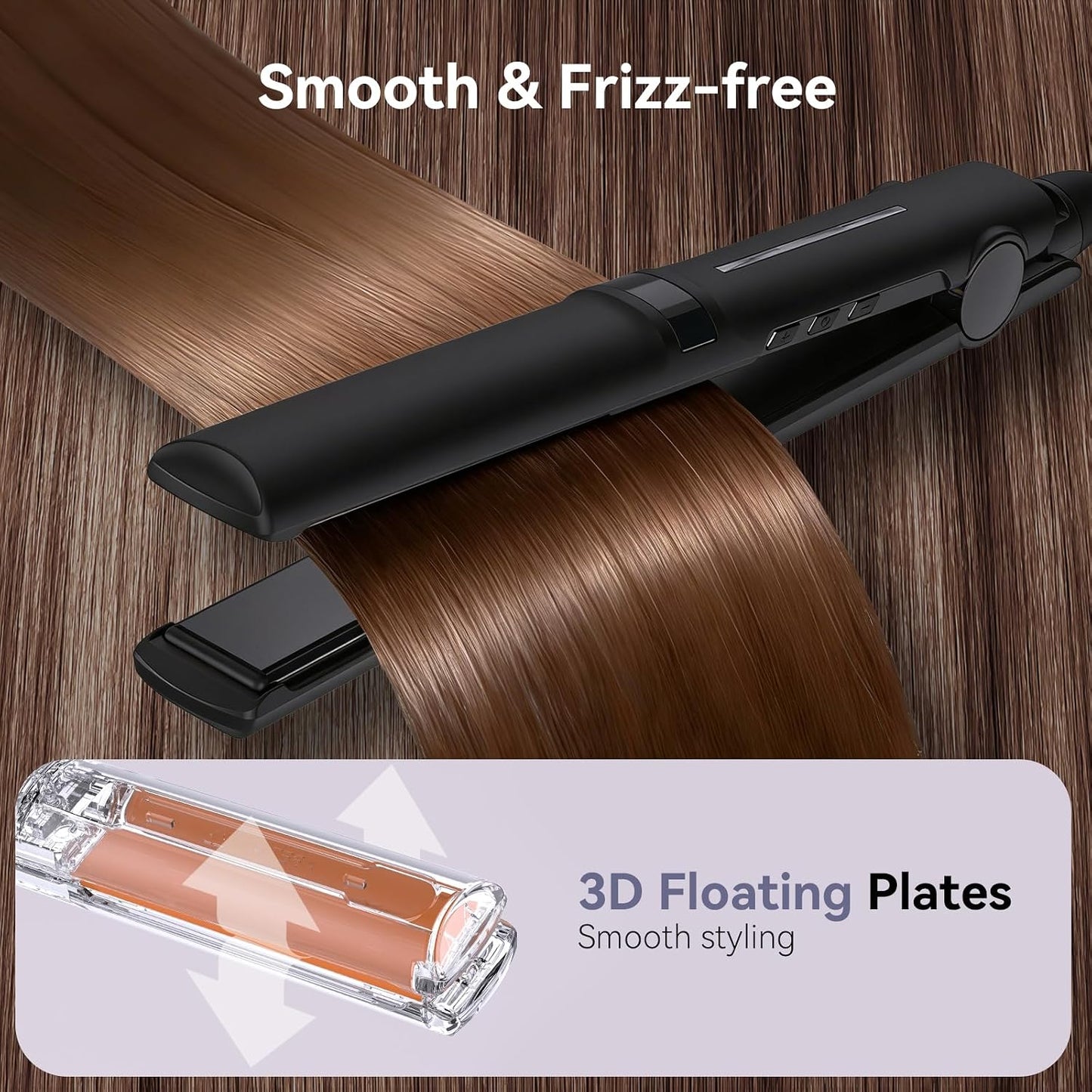 Ceramic Hair Straightener Flat Iron - 1 Inch Travel Size, Fast Heat, LED Display | 11 Temperatures, Dual Voltage, Frizz-Free Styling