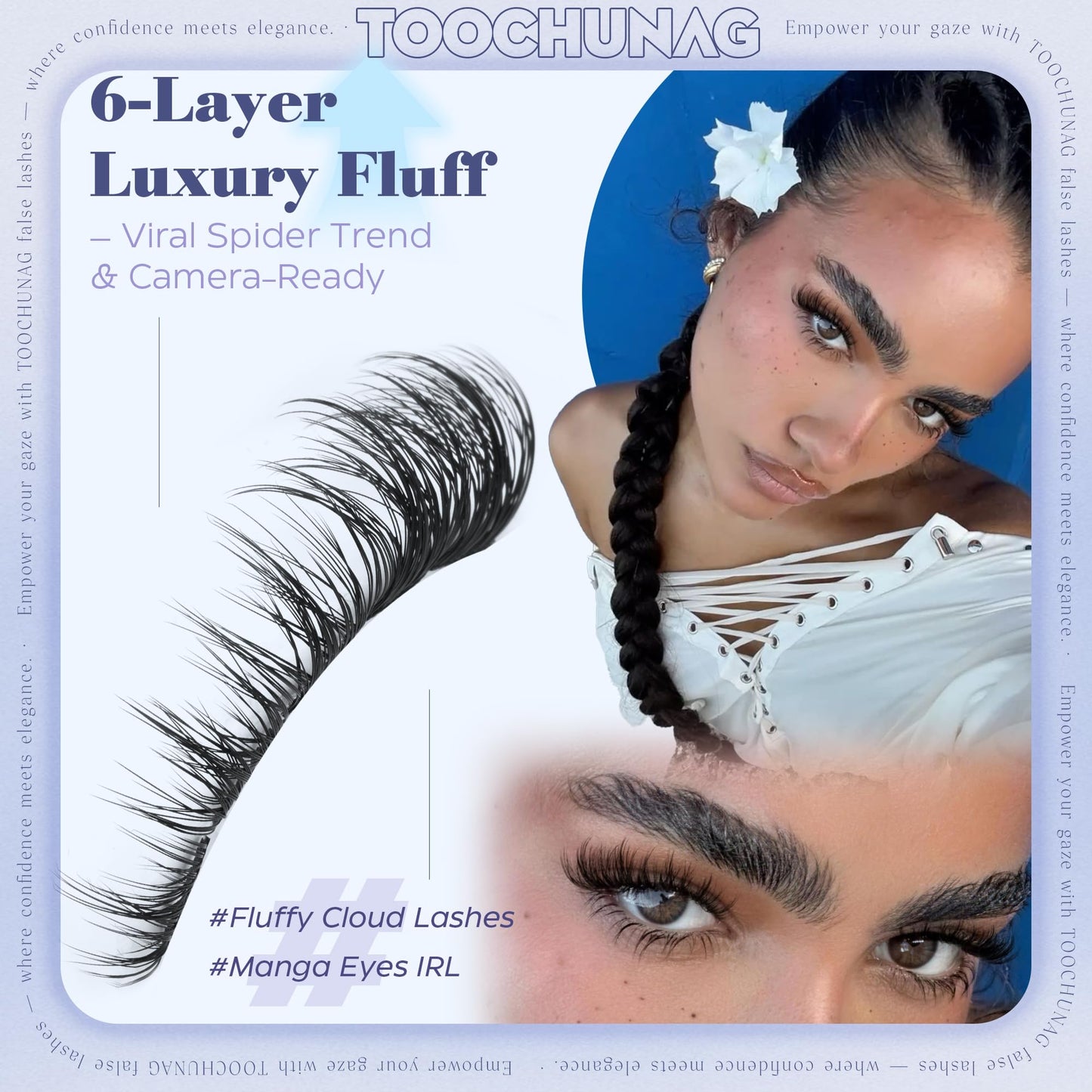 TOOCHUNAG Fluffy Lashes Clusters Manga Cluster Eyelash Extensions Wispy Eyelash Clusters D Curl DIY Individual Lash Clusters, 10-16mm Soft Faux Mink Cluster Lashes Extensions