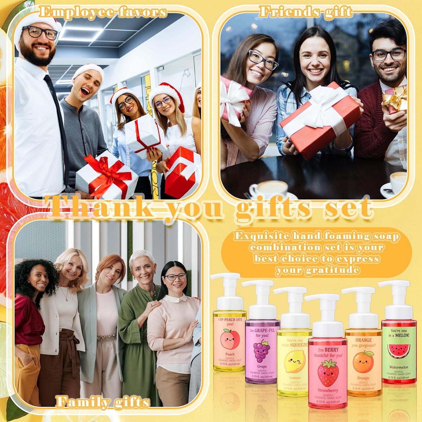 Funny Fruit Foaming Hand Soap - Moisturizing Liquid Foam | 6 Pack, 8.75 Fl Oz - Perfect Gift for Teachers & Nurses