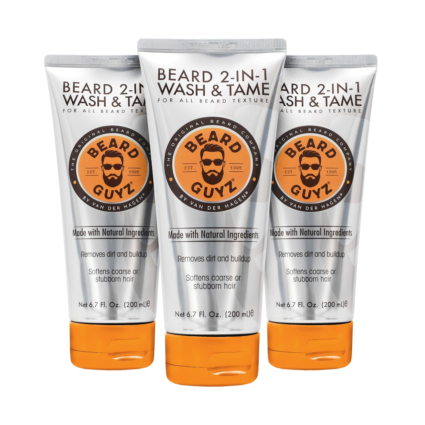 Beard Guyz 2-in-1 Beard Wash and Conditioner, Deep Cleansing Beard Shampoo for Men, Softening & Taming Formula – 6.7 oz (Pack of 3)