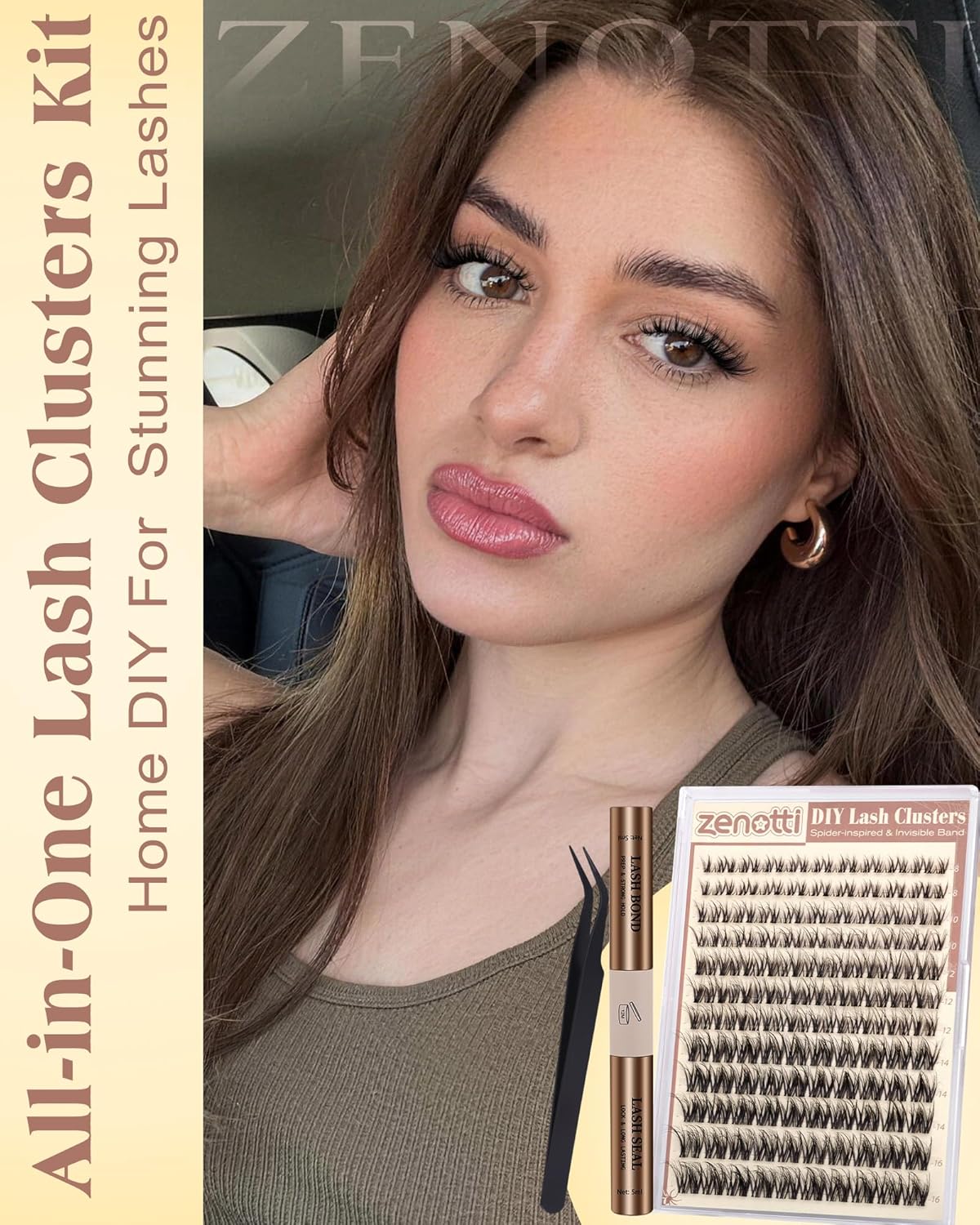 Eyelash Clusters Kit - Natural Wispy D Curl Extensions | 8-16mm Fluffy Individual Lashes for Daily Wear & Parties