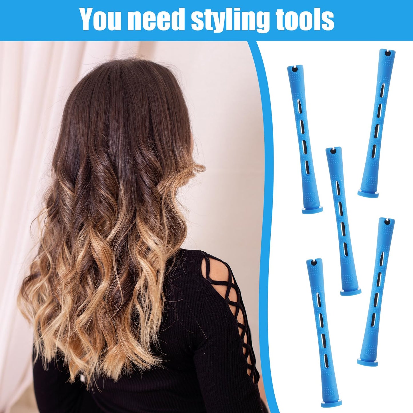 40 Pcs Perm Rods for Short Hair Small Plastic Cold Wave Rods Perming Rod Rollers Curling Rod Women Diy Hairdressing Tools Curlers for Long Short Natural Hair Hairdressing Tools(Blue)