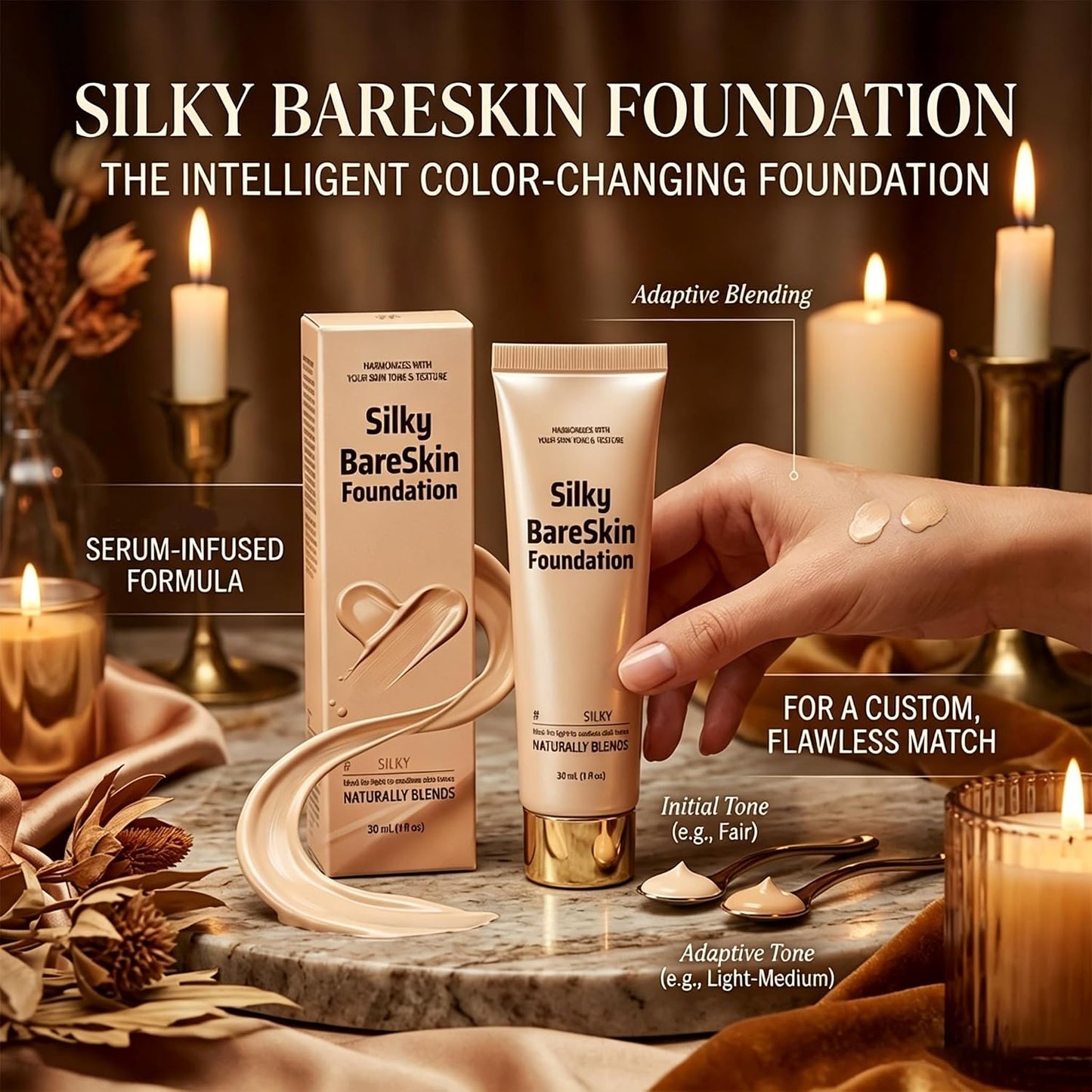 Color Changing Foundation for Women - Hydrating & Firming, Buildable Sheer to Medium Coverage | 1 fl oz (Light)