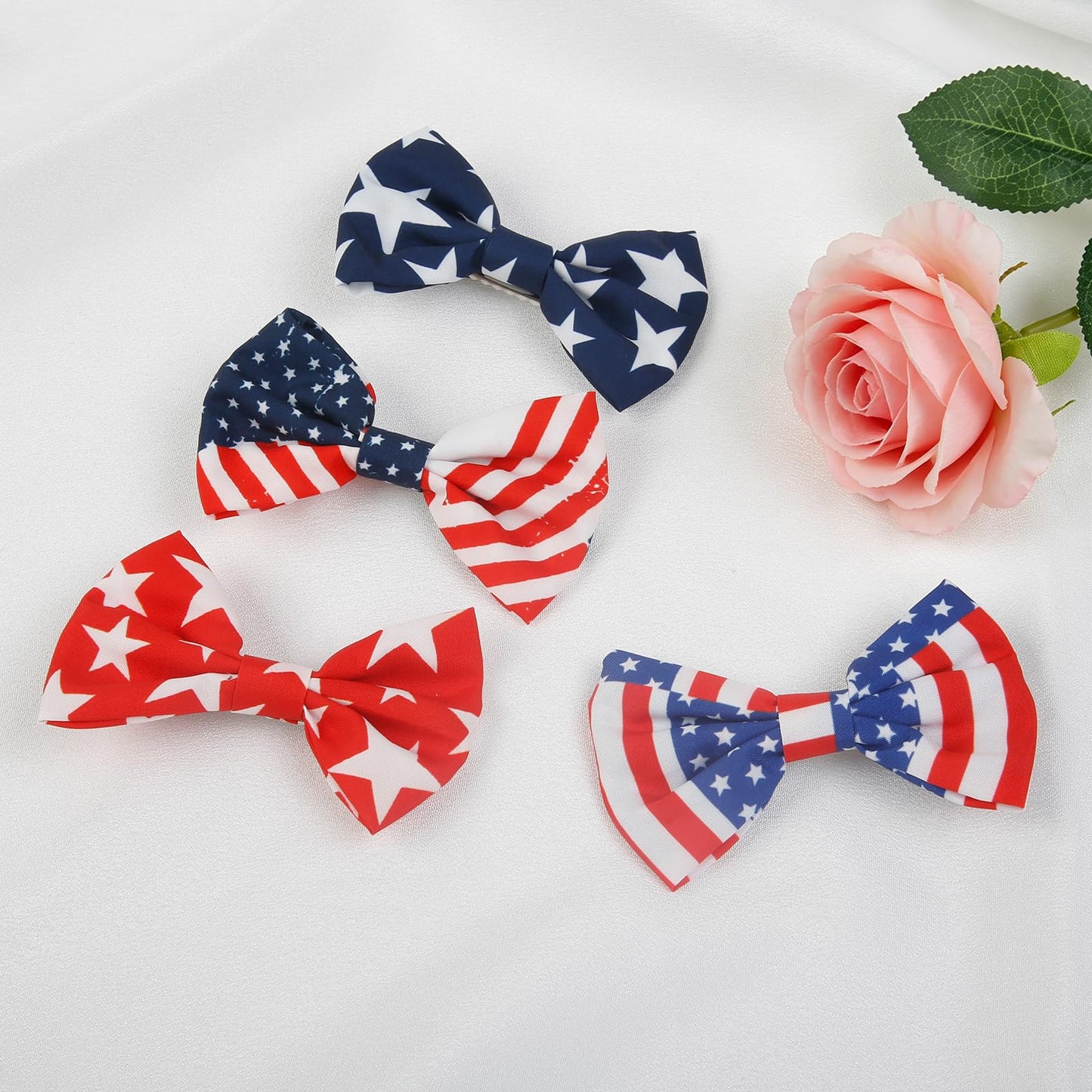 4th of July Hair Clips Red White and Blue Bow Hair Clip for Girls Women, American Patriotic Hair Bows Hair Accessories for Fourth of July Independence Memorial Day