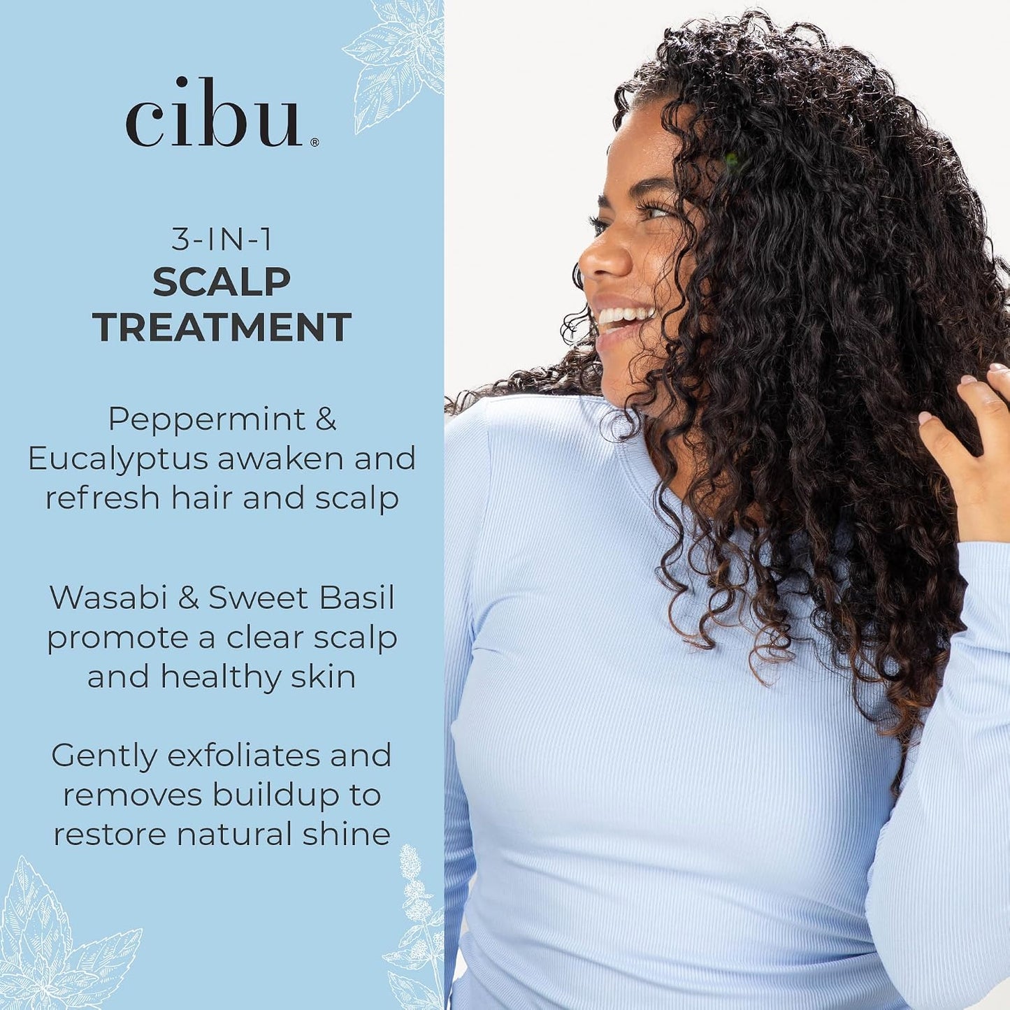 CIBU 3-in-1 Scalp Treatment - Soothing Peppermint Herbal Rinse | Exfoliating Care for Healthy Hair - 3.8oz