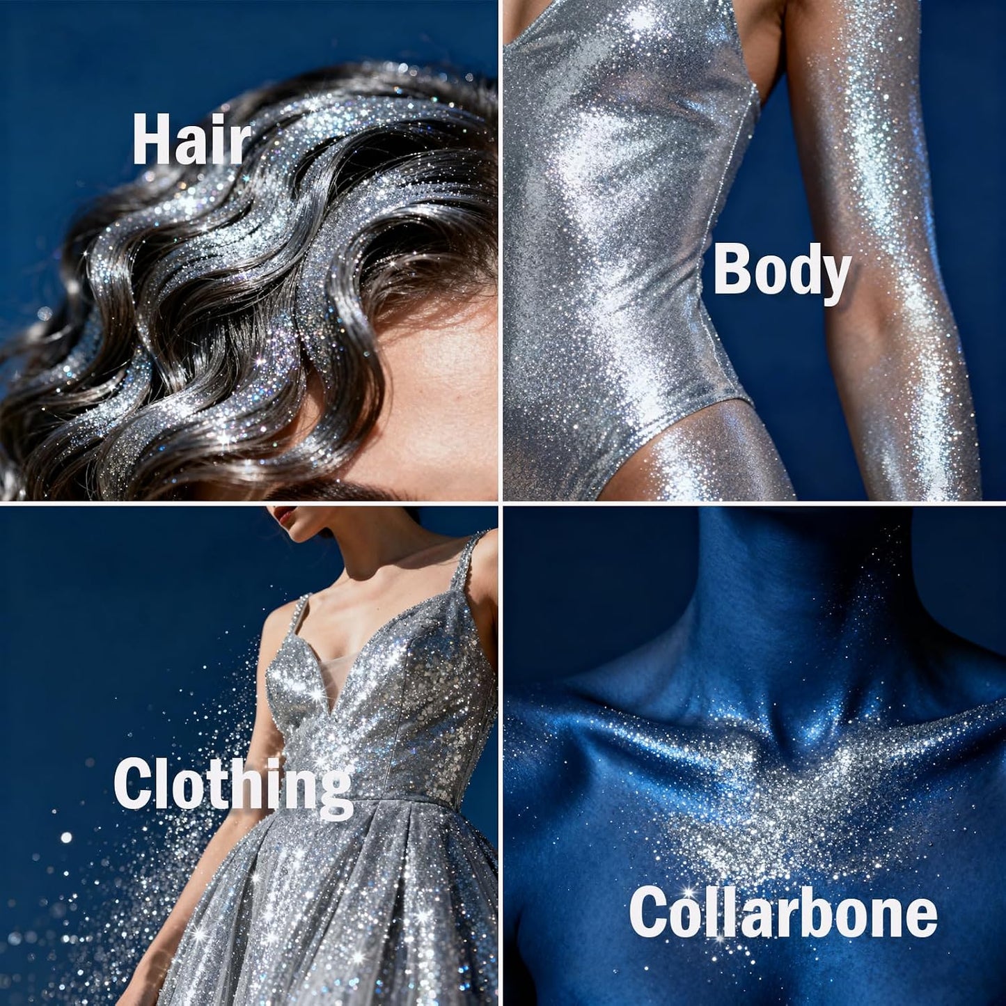 Holographic Silver Glitter Spray - Ultra-Fine Hair & Body Glitter for Festivals | Rave Accessories & 4th of July