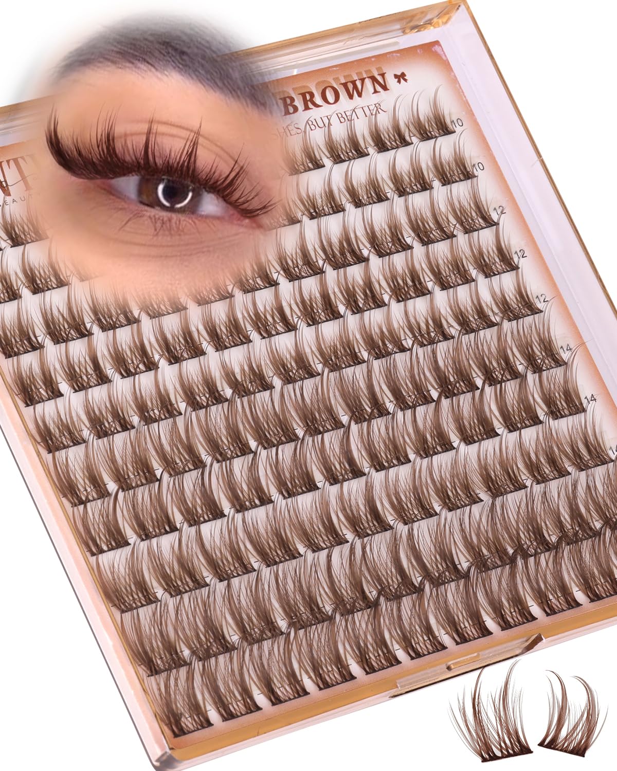 Brown Lash Clusters - Spiky 8-14mm Manga Eyelash Extensions | Wispy Bunny Individual Lashes
