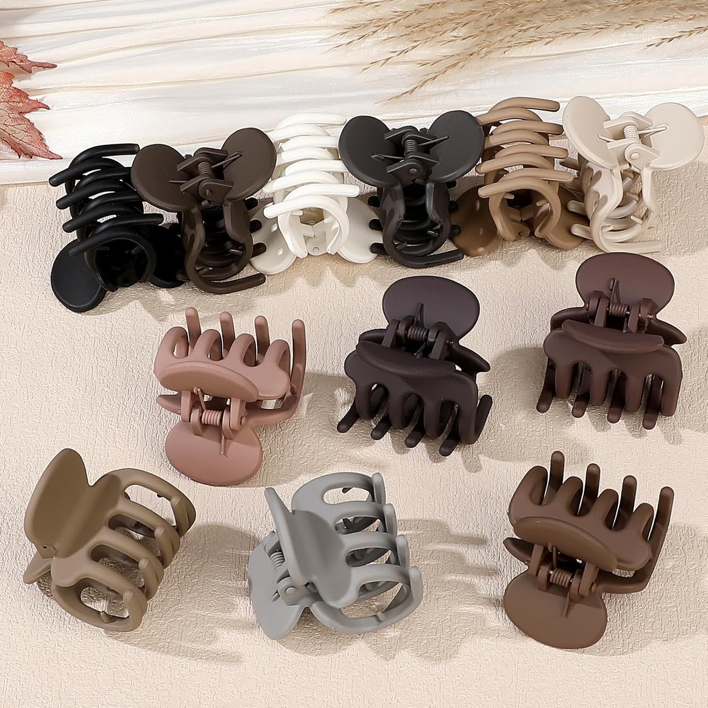 12Pcs Hair Clips for Women - Small Claw Clips for Thin & Thick Hair | Brown 1.8 Inch Hair Accessories