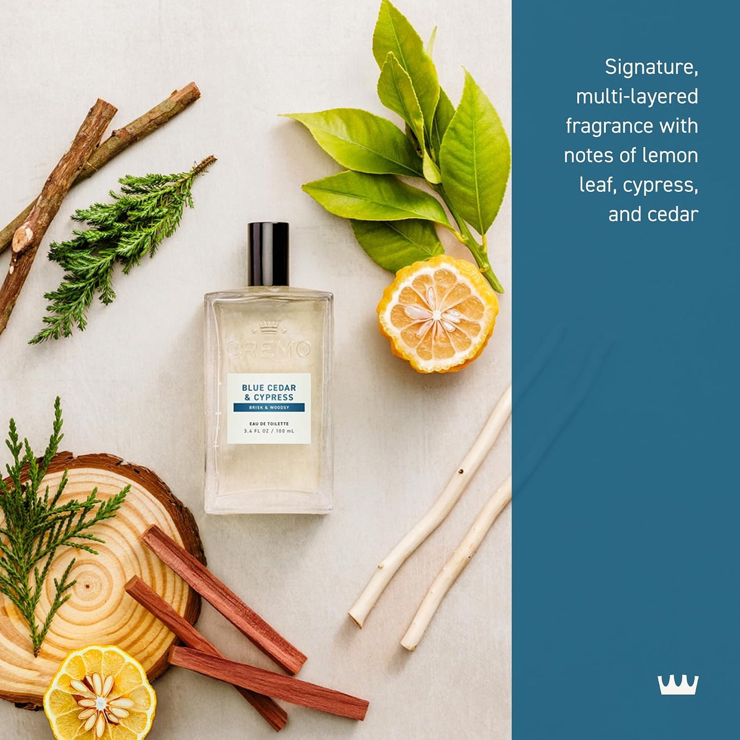 Cremo Cologne For Men - Blue Cedar & Cypress Woodsy Fragrance Spray | 3.4 Fl Oz, Multi-Layered Scent