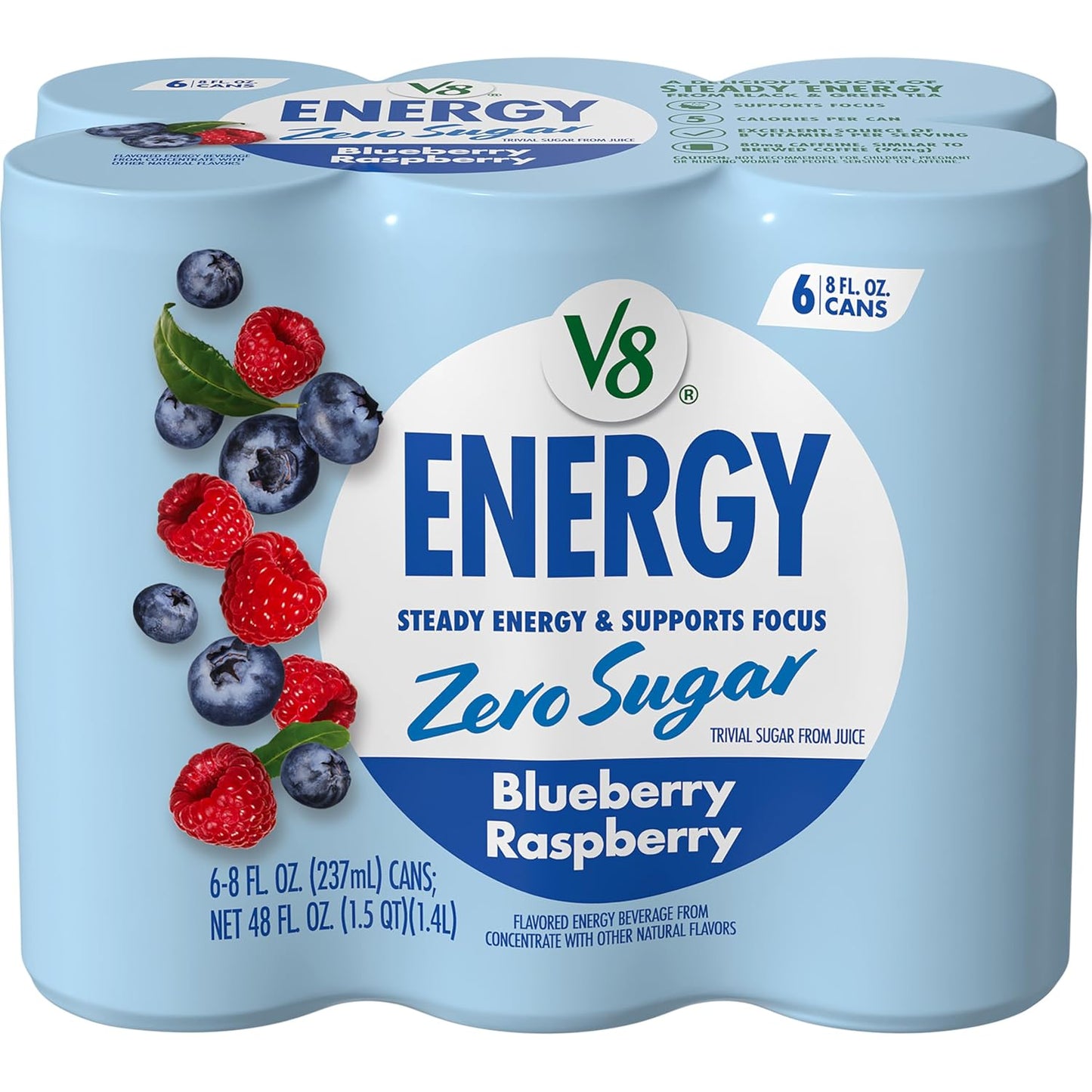 V8 Energy Peach Mango Energy Drink - 8 Fl Oz Can | 24 Pack of Refreshing Energy Boost