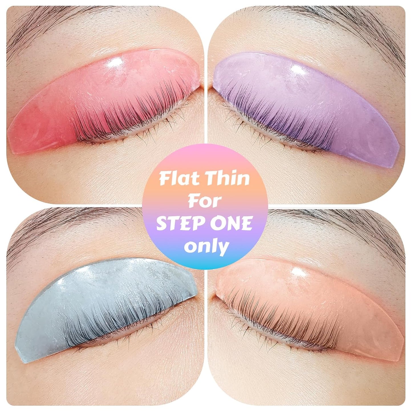 Flat Lash Lift Shields - Glueless Silicone Pads for Eyelash Perming | Ultra Thin, Colorful Design