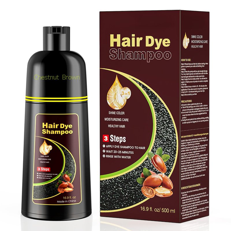 Black Hair Dye Shampoo - 3-in-1 Hair Color Treatment for Gray Coverage | 16.9 fl. oz - Unisex