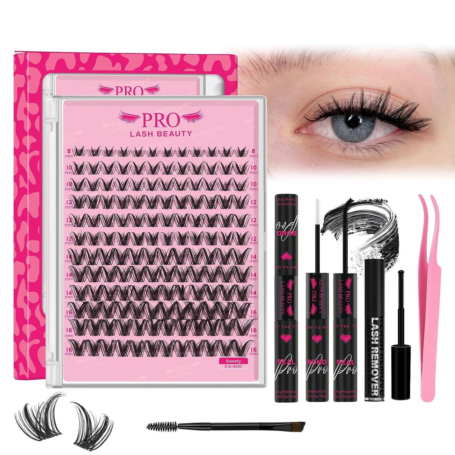Lash Cluster Glue - Upgraded 2-in-1 Black Bond & Seal for Eyelash Clusters | Waterproof, Long-Lasting (10ml)