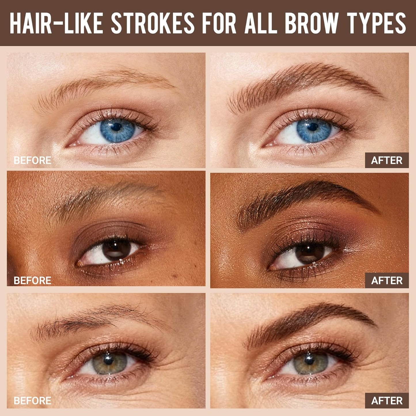 Eyebrow Pencils for Women - Precise 4-Tip Brow Pen 2 Pack | Natural-Looking Fuller Brows, Dark Brown