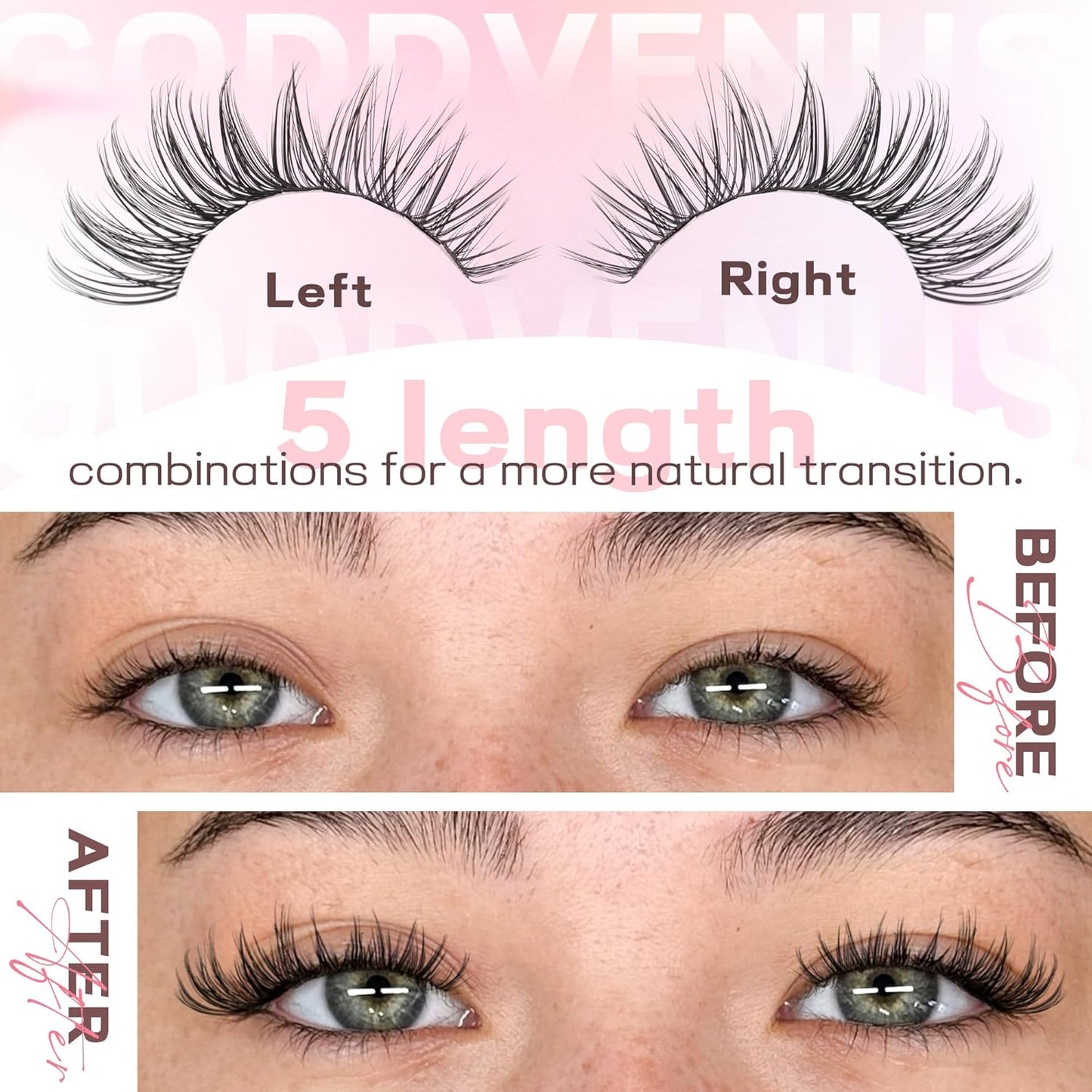 Eyelash Extensions Wispy Natural C Curl Individual Lashes - Black 10-16mm, 300pcs
