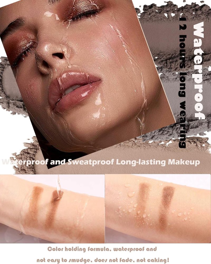 Eyebrow Powder Kit for Women - Waterproof Tinted Palette with Brow Brush & Razor | Brown & Dark Brown