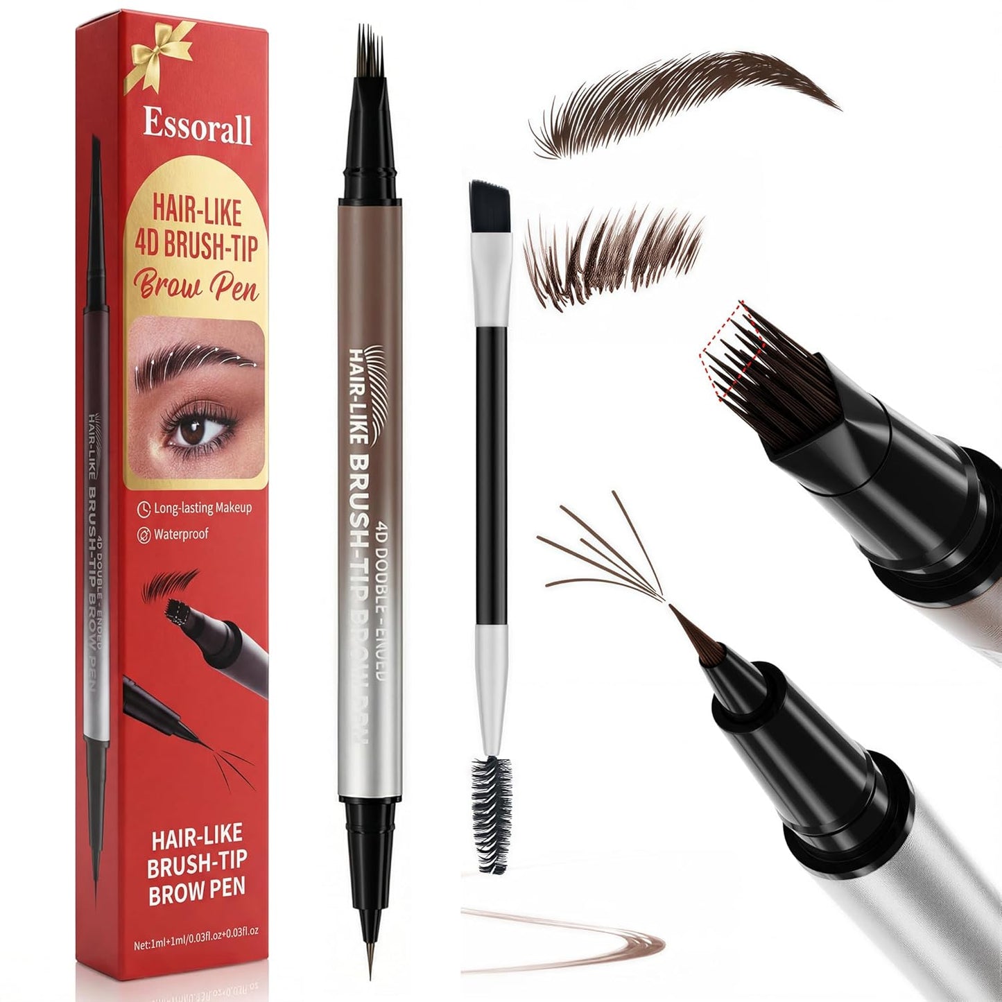 Eyebrow Pencil - 2-in-1 Microblading Pen with Ultra-Fine Tips | Waterproof, Long-Lasting, Brown