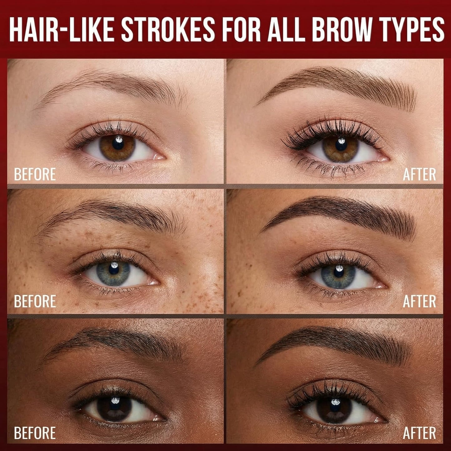 Eyebrow Pencil for Women, 2-in-1 Microblading Eyebrow Pen with 4D Square & Ultra-Fine Tips, Waterproof Long-Lasting Brow Pencil, Hair-Like Strokes for Natural Fuller Brows with Brow Brush, Dark Brown