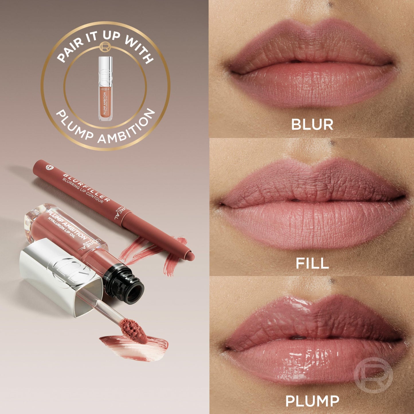 L'Oreal Paris Blurfiller Lip Liner, Lightweight, Buildable, and Sculpting Lip Pencil, Line, Define, and Contour for Fuller-Looking Lips, Worth It, 0.21 oz