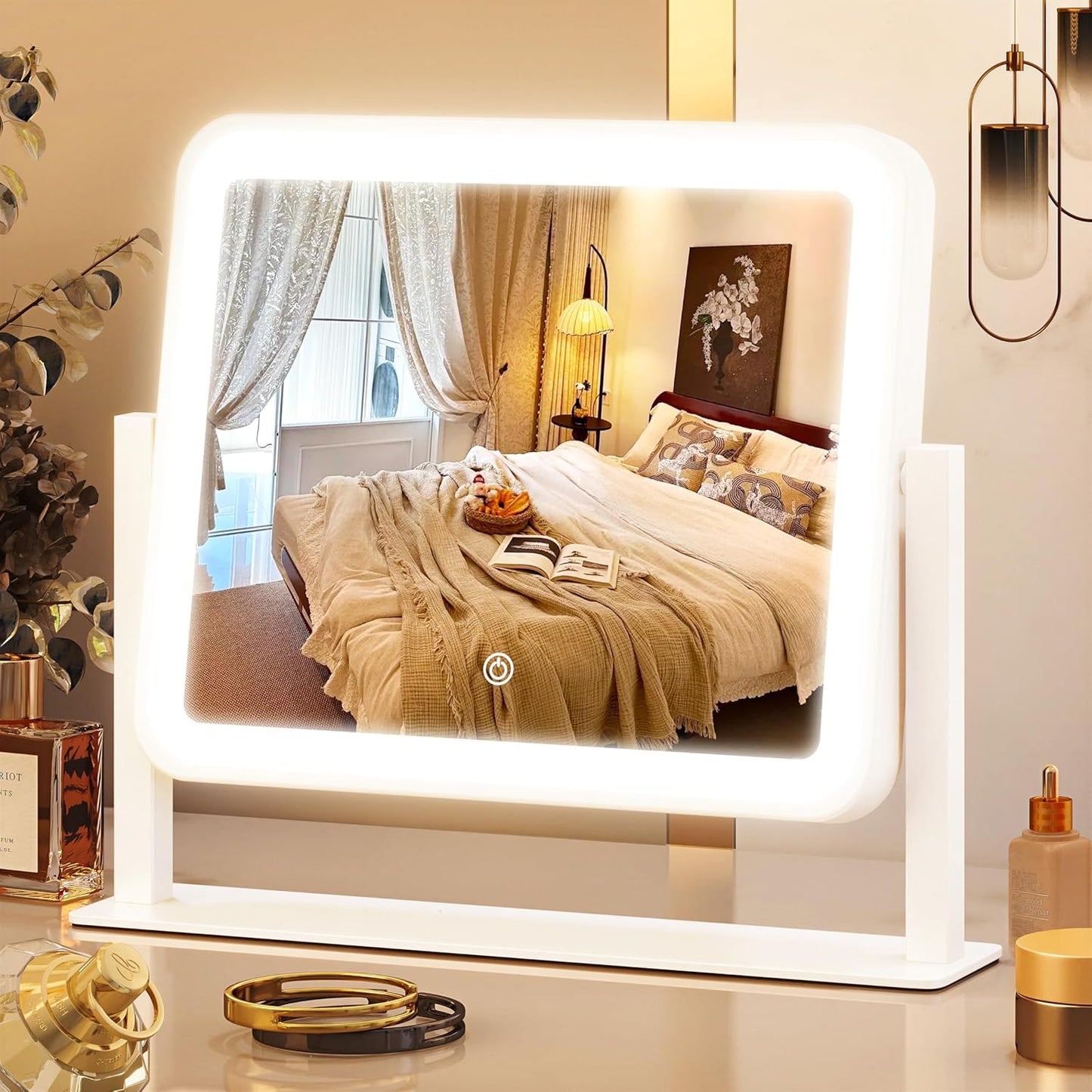 LED Makeup Vanity Mirror with Lights - 3 Color Modes, Dimmable & Memory Function | 12" x 14", White