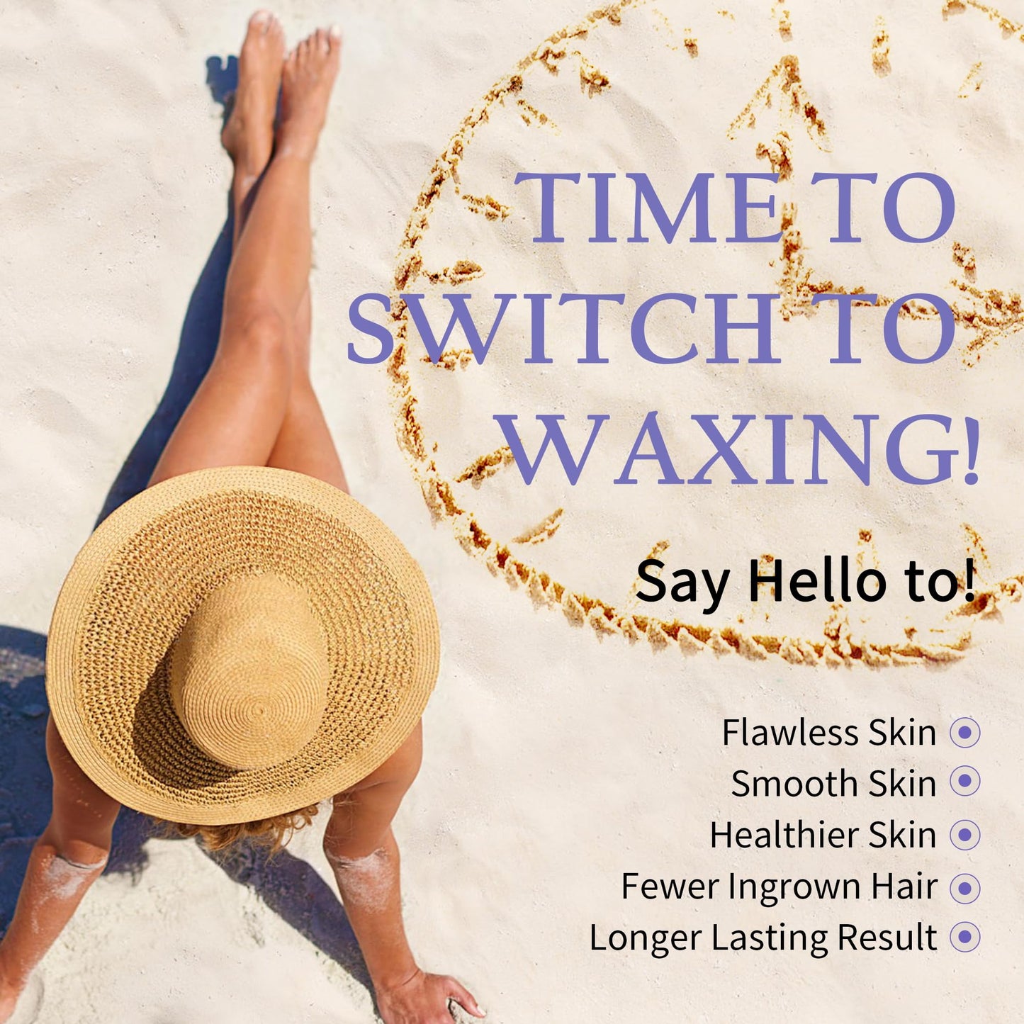 Maxpearl 2.5LB Hard Wax Beads for Hair Removal, Natural Lavender Formula - Brazilian Waxing, Sensitive Skin, Face, Underarms, Legs, Back, Chest and More, with 20 Wax Sticks, Purple