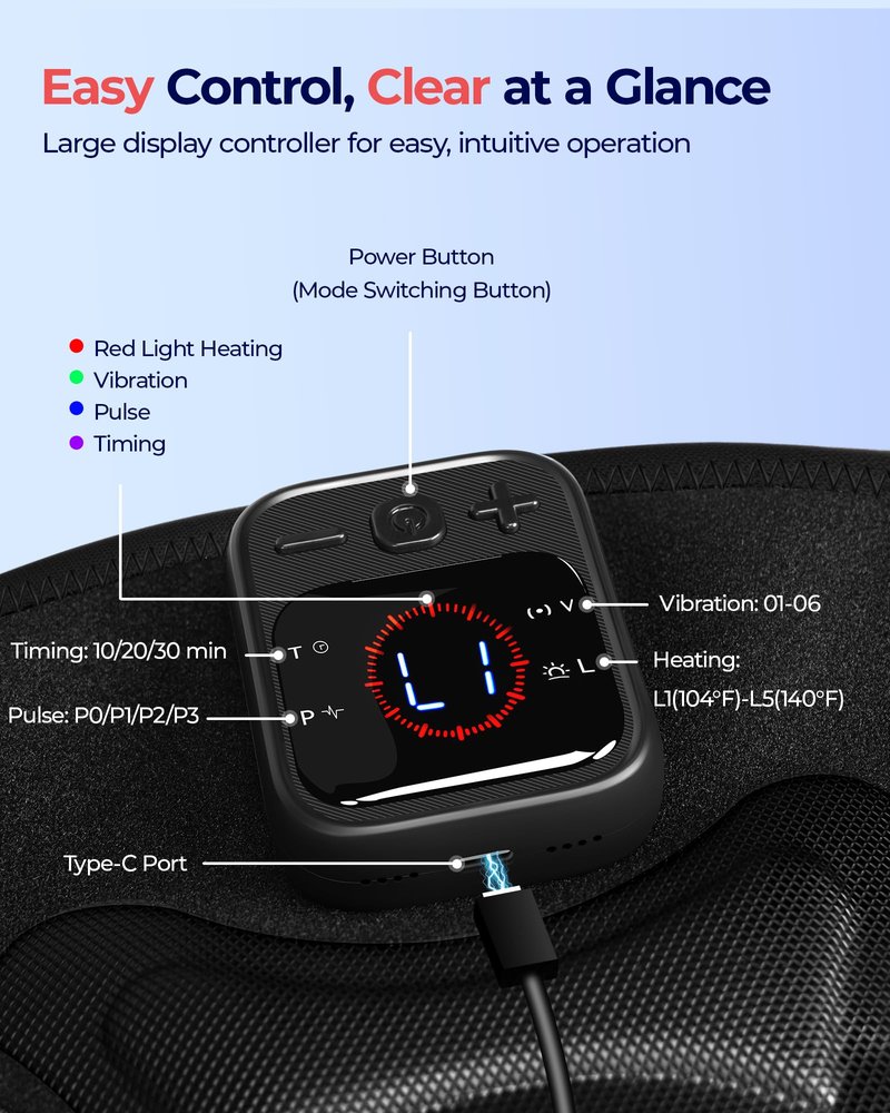 CONLWIN 4-in-1 Cordless Knee Massager with Heat and Red Light Therapy for Knees, 6 Vibration & 4 Pulses Knee Pain Relief Device for Shoulder Elbow, Perfect for Women Men Seniors