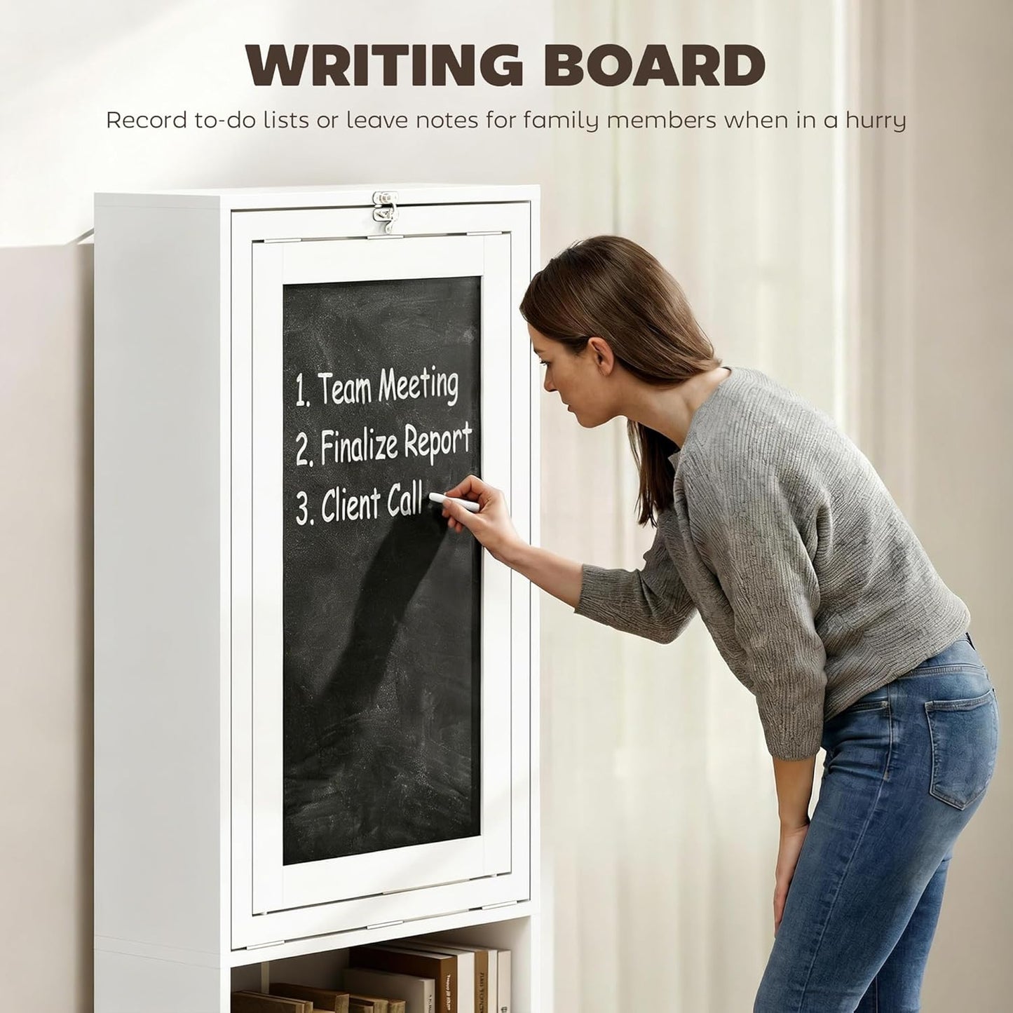 Convertible Writing Table - Foldable Wall-Mounted Computer Desk with Storage Shelves | Space-Saving Design for Small Spaces, White