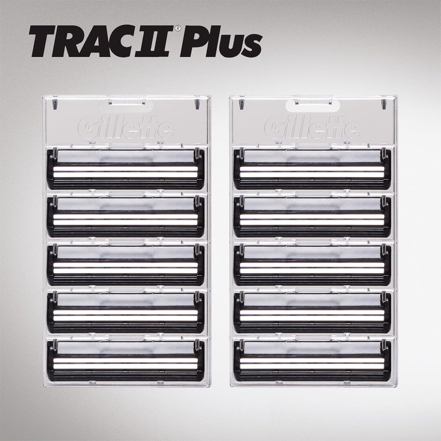 Gillette TRAC II Plus Razor Blade Refills - 10 Count for a Close, Comfortable Shave
