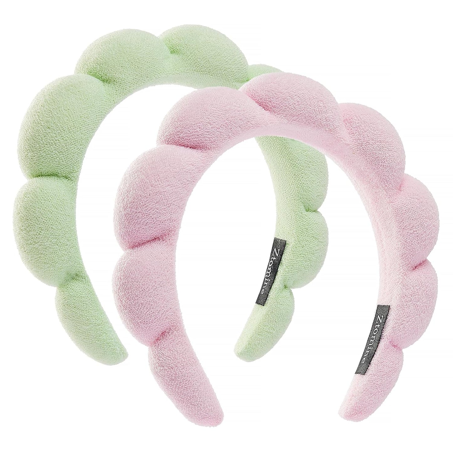 Spa Headbands for Face Washing | Soft Cotton Terry Cloth Set of 2 - Pink & Blue
