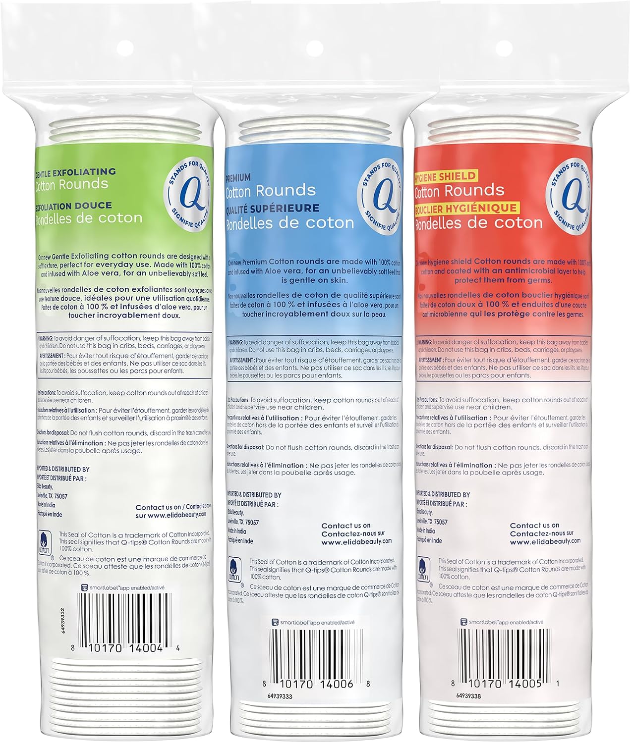 Cotton Rounds - Eco-Friendly Exfoliating Pads | 3-Pack (80 Count Each) for Beauty & First Aid