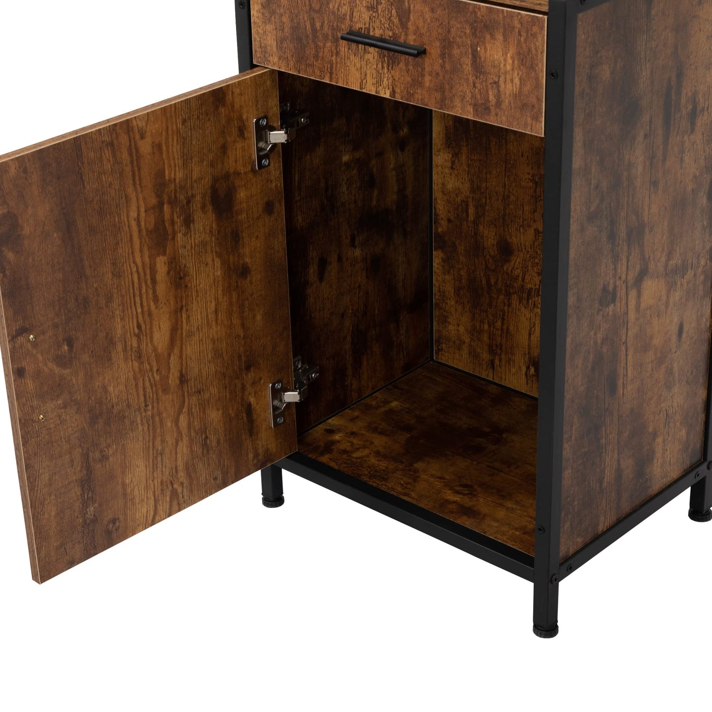 RESHABLE Industrial Salon Station with 3-Tier Storage Shelf, Cabinets and Storage for Hair Stylist, Beauty Spa Equipment, Rustic Brown