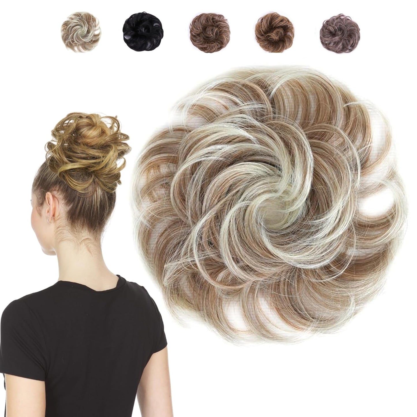 Messy Bun Hair Extension - Beach Blonde Human Hair Updo | Lightweight & Secure for Weddings, Parties, Everyday Wear