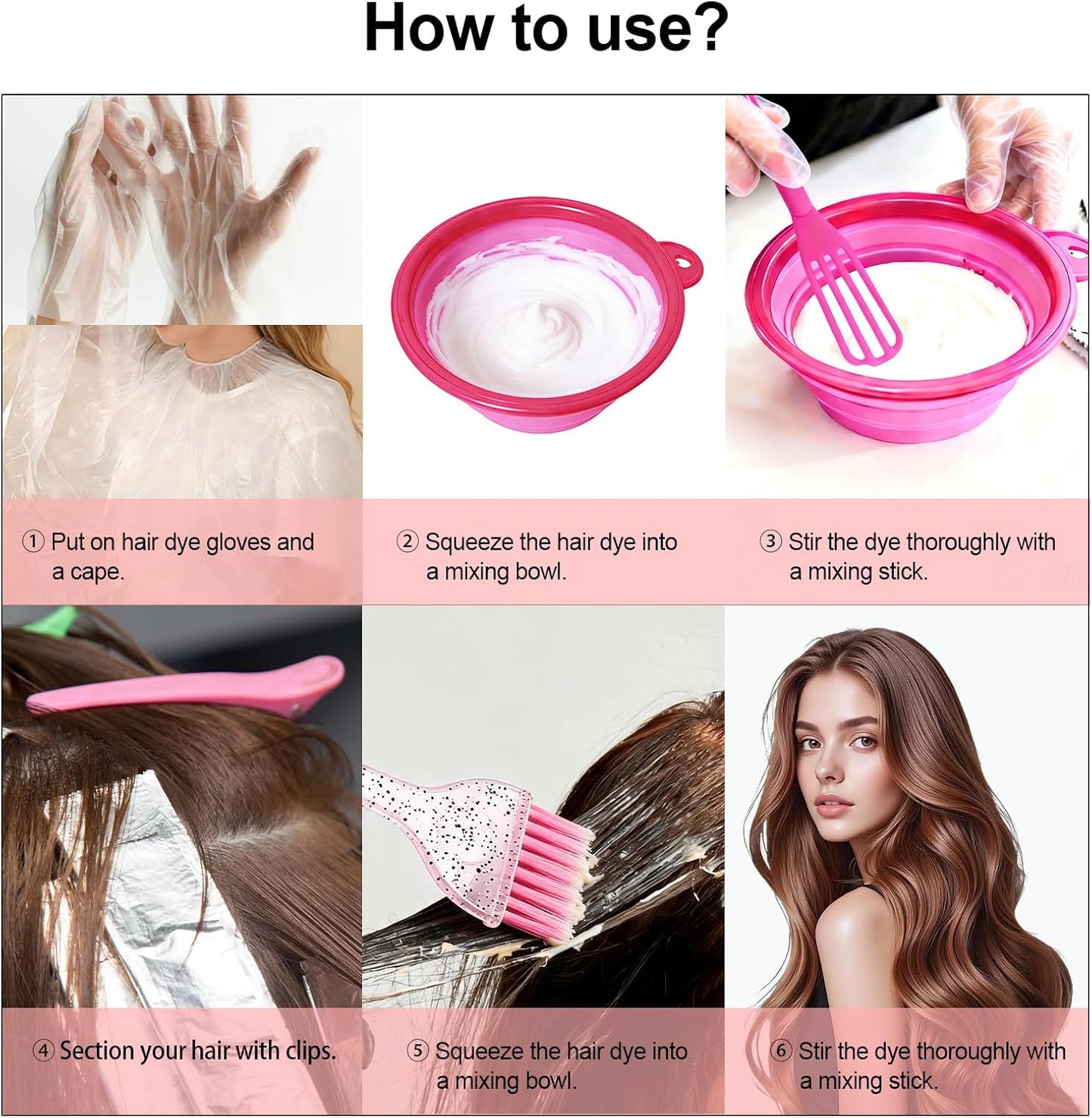 Professional Hair Dye Kit - 21 Pcs Salon Tools with Brush, Bowl, Clips & Gloves | Hair Bleaching & Coloring Set for Stylists
