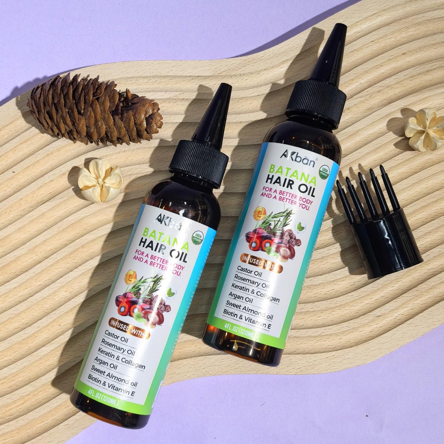 AKBAN Hair Growth Oil with 100% Pure Batana, Castor, Rosemary & Pumpkin Seed Oils – Infused with Biotin, Keratin & Vitamin E – Strengthening & Thickening Treatment for Healthy Hair – 4 FL OZ